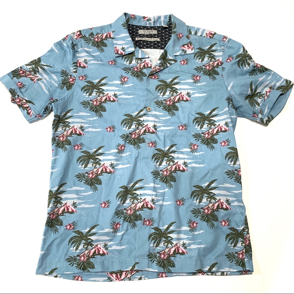 Ted Baker Men’s Hawaiian Floral Button Up Shirt
